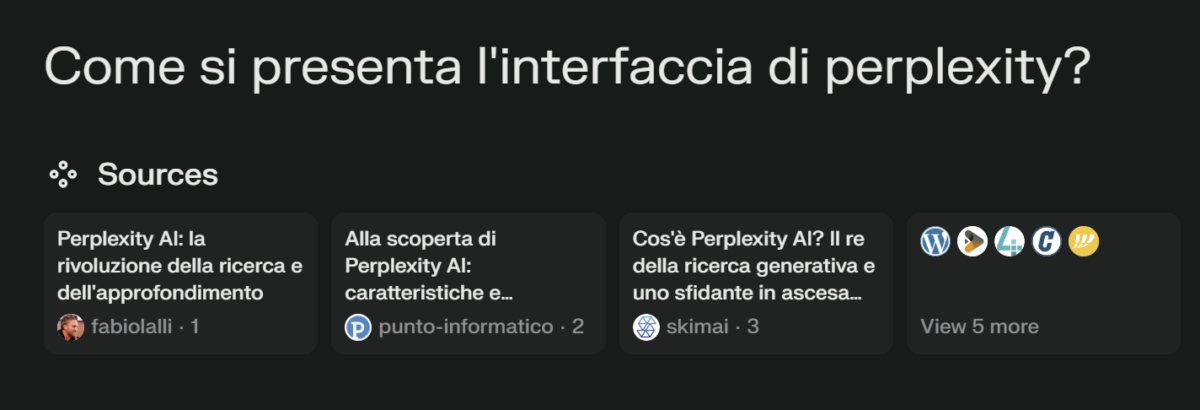 interfaccia di Perplexity